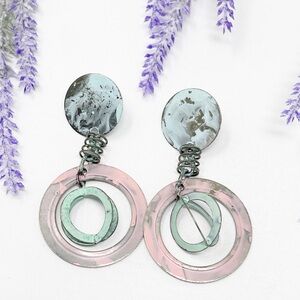 Vintage 90s Pop Art Metal Spray Paint Artisan Drop Earrings